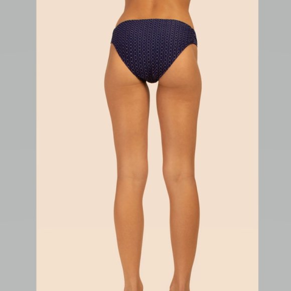 Trina Turk Adeline Tab Side Hipster BOTTOM Metallic Gold Navy Sizes 4 NWT - Picture 2 of 10